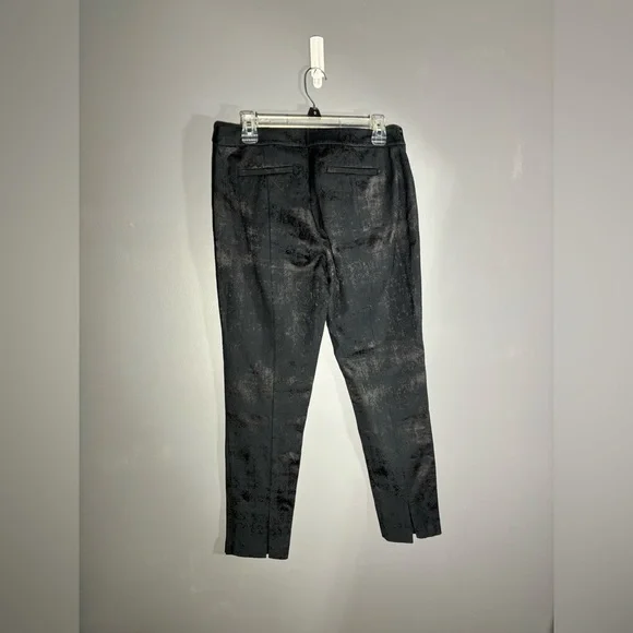 Eileen Fisher Fresco Organic Cotton Blend Textured Black Jacquard Pant Size 8 - Picture 5 of 8